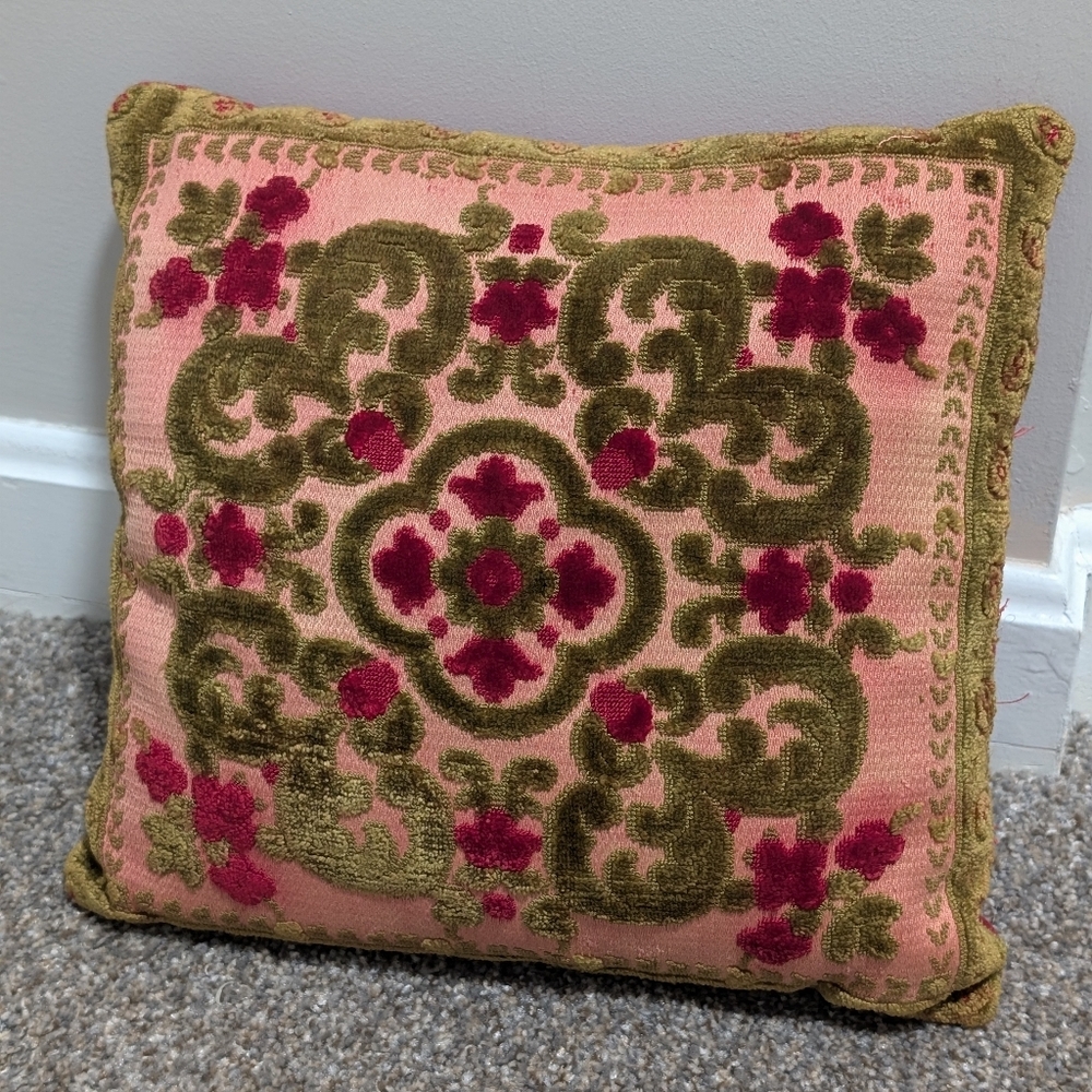 Vintage Victorian Style Velvet Throw Pillow